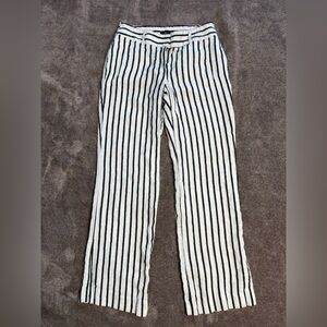 Palmer Wide Leg Crop Pants in Stripe from the Loft brand. Sz 2 100% Linen